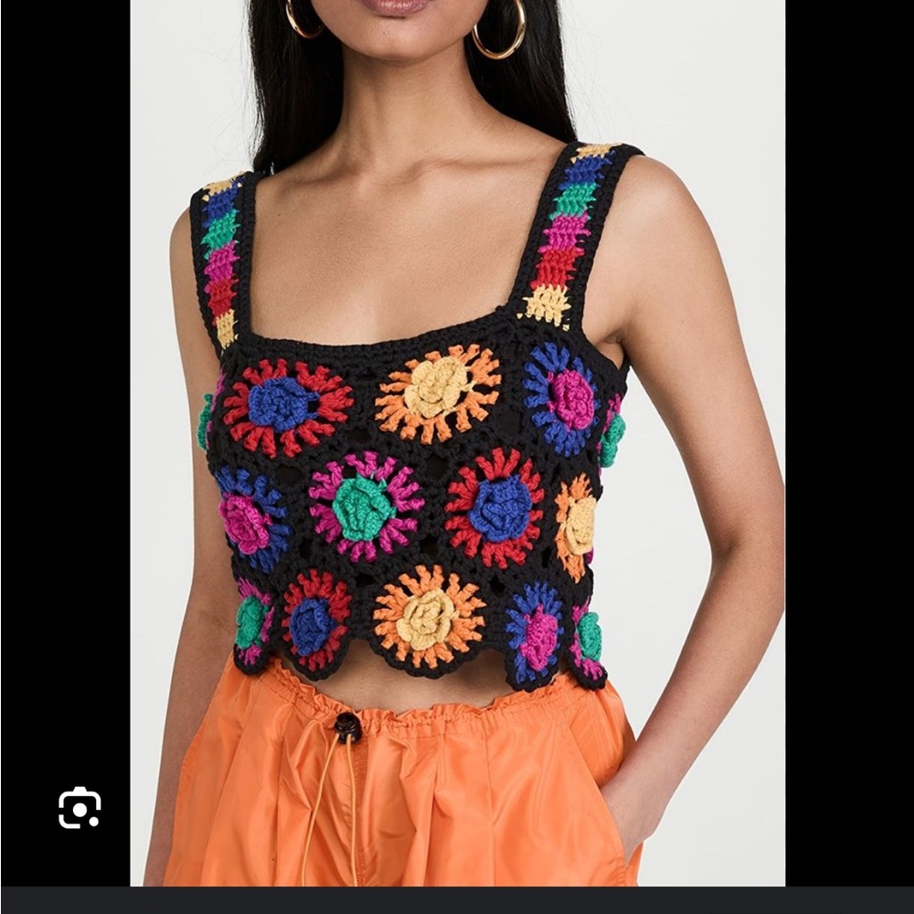 NWT Farm Rio Colorful Crochet Women Top size Large